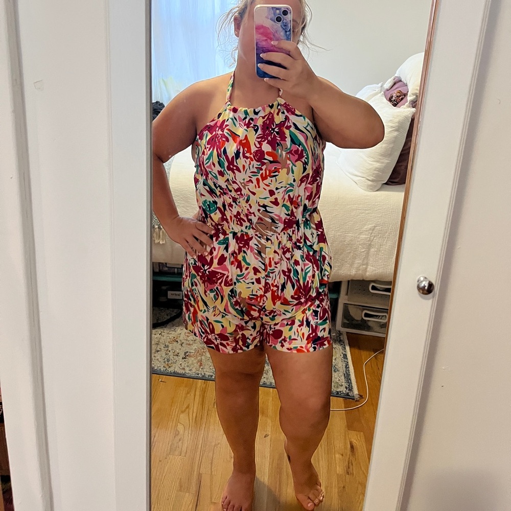 Adorable Floral Halter Romper